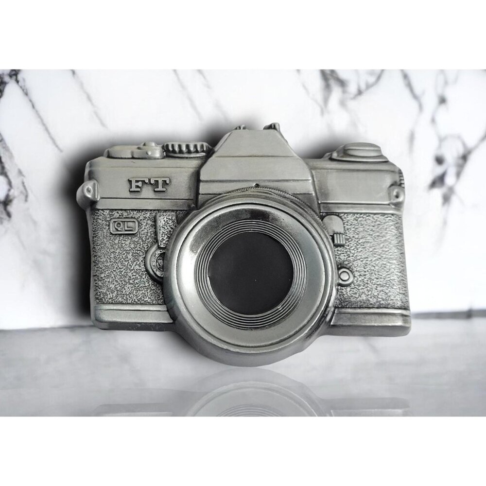 Antique Silver Finish Metal 3D 8MM Camera Belt Buckle - Gift 4 Photography Lover